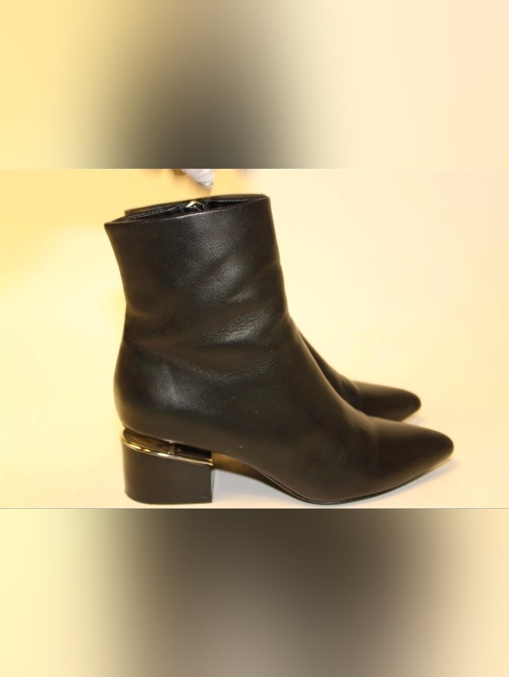 Alexander Wang Black Leather Pointed Ankle Boots w Lifted Silver Heel Accent 8 - Picture 6 of 14